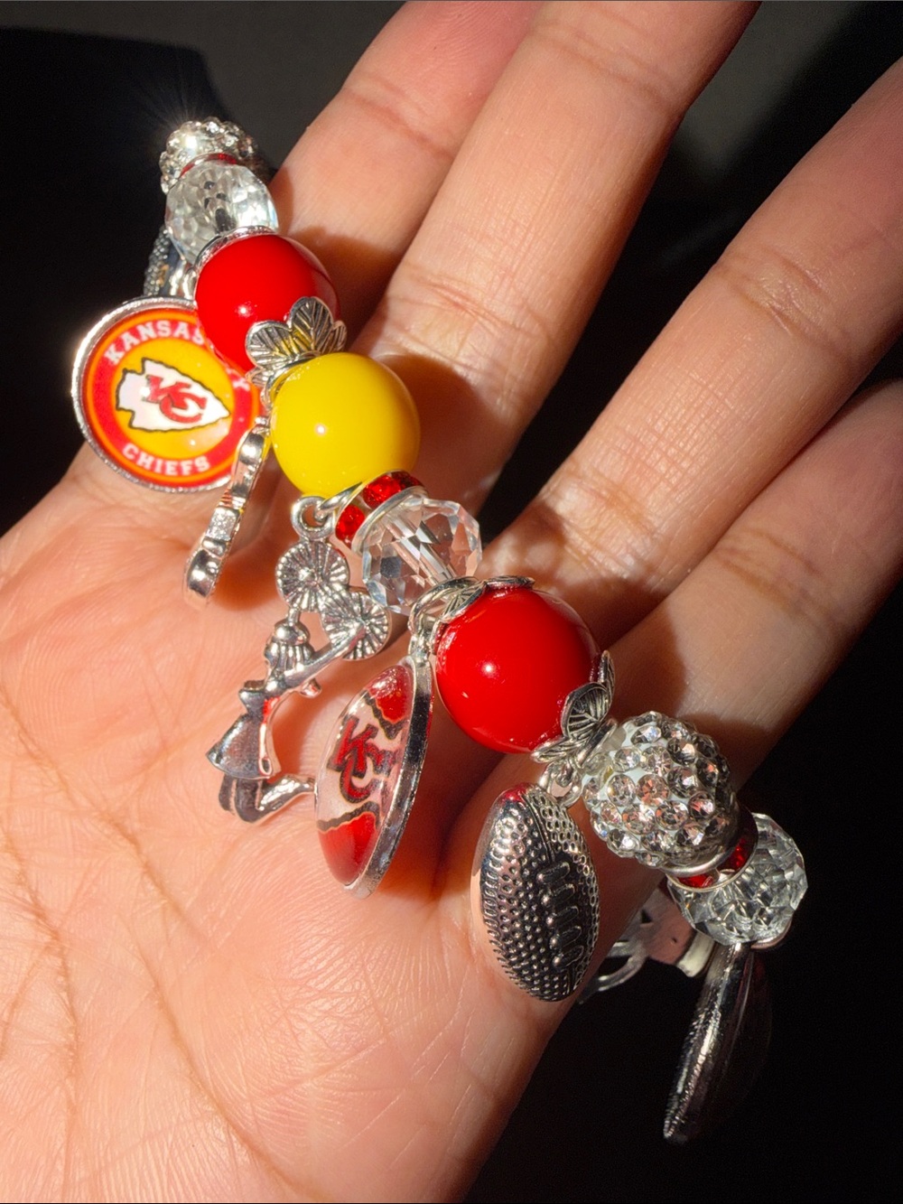 Charm Bracelet with Red & Yellow Beads